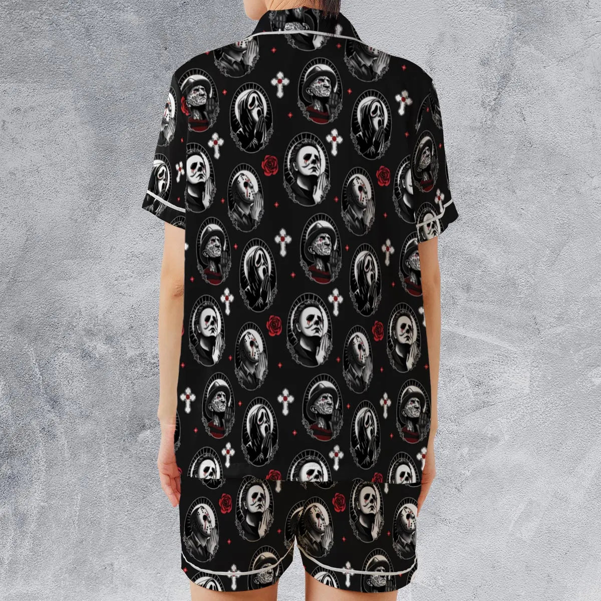 Satin Short-Sleeve Pajamas Set - J2W5QF6A