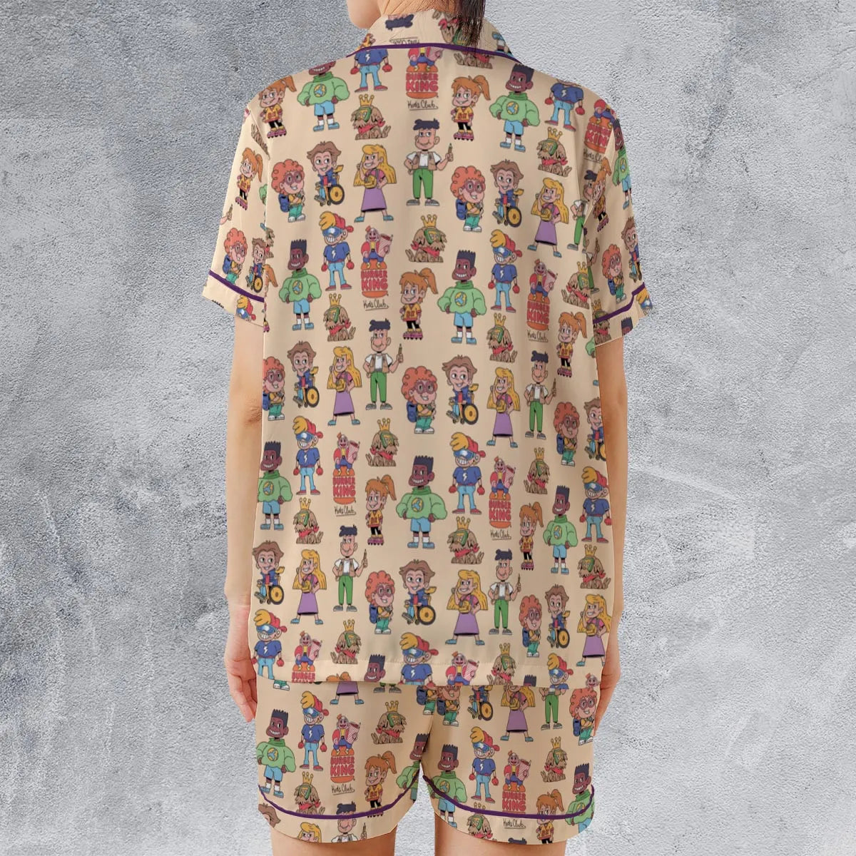 Satin Short-Sleeve Pajamas Set - 9XY7QDAC