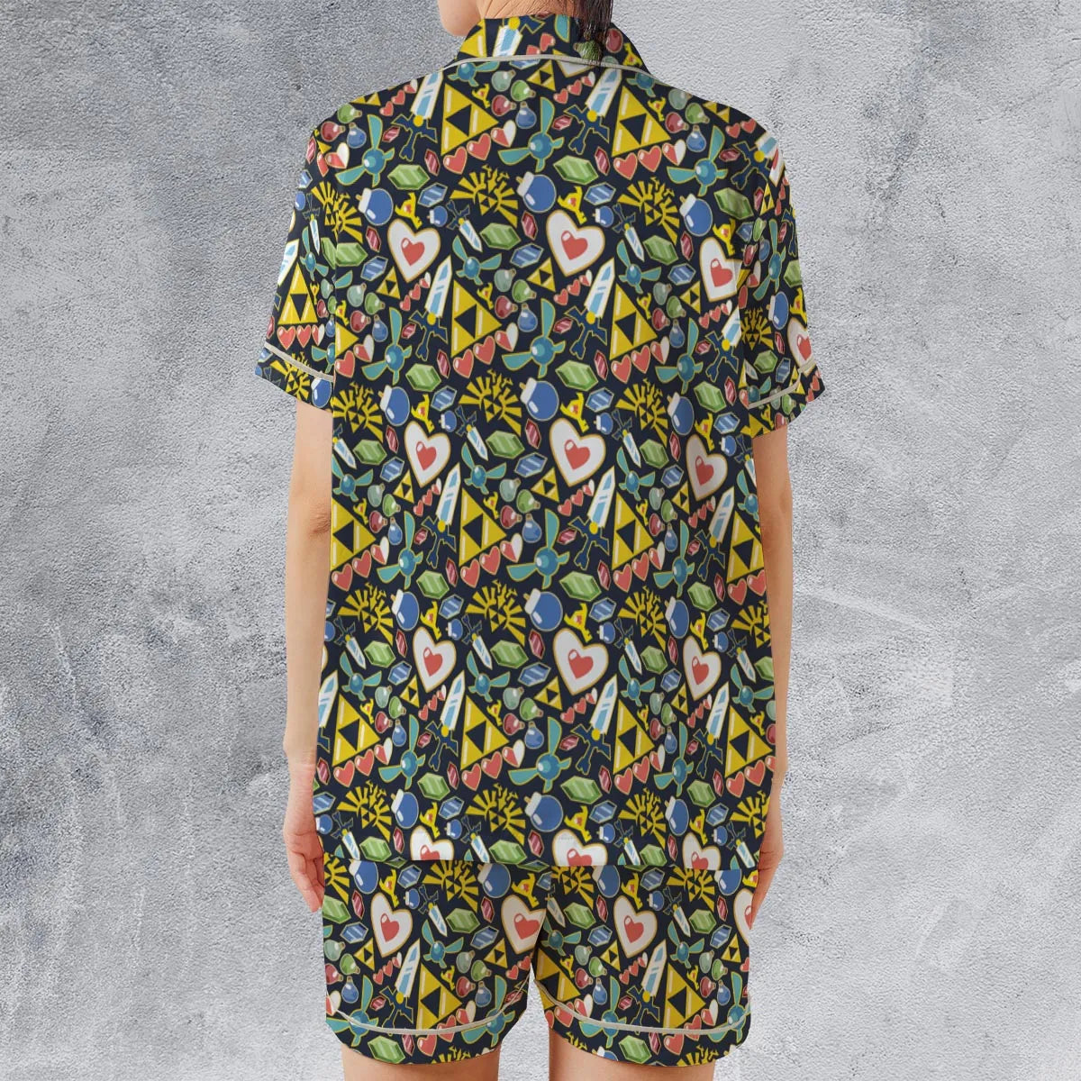 Satin Short-Sleeve Pajamas Set - PKK4C6UW
