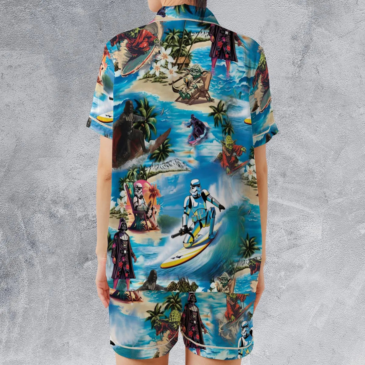 Satin Short-Sleeve Pajamas Set - DL8U36UR