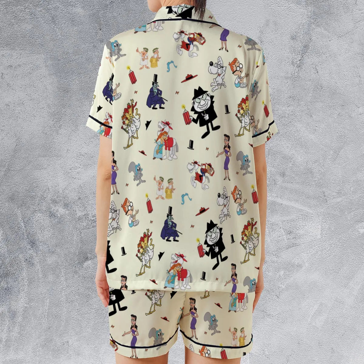 Satin Short-Sleeve Pajamas Set - LXXF3UX6