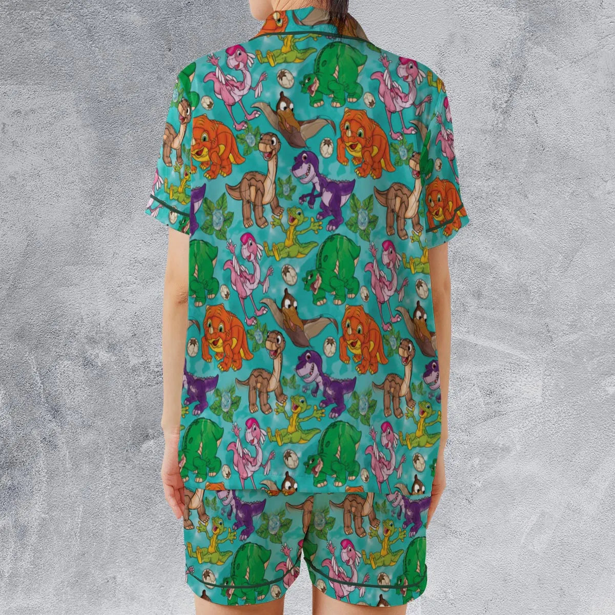Satin Short-Sleeve Pajamas Set - L2Z3EKB8