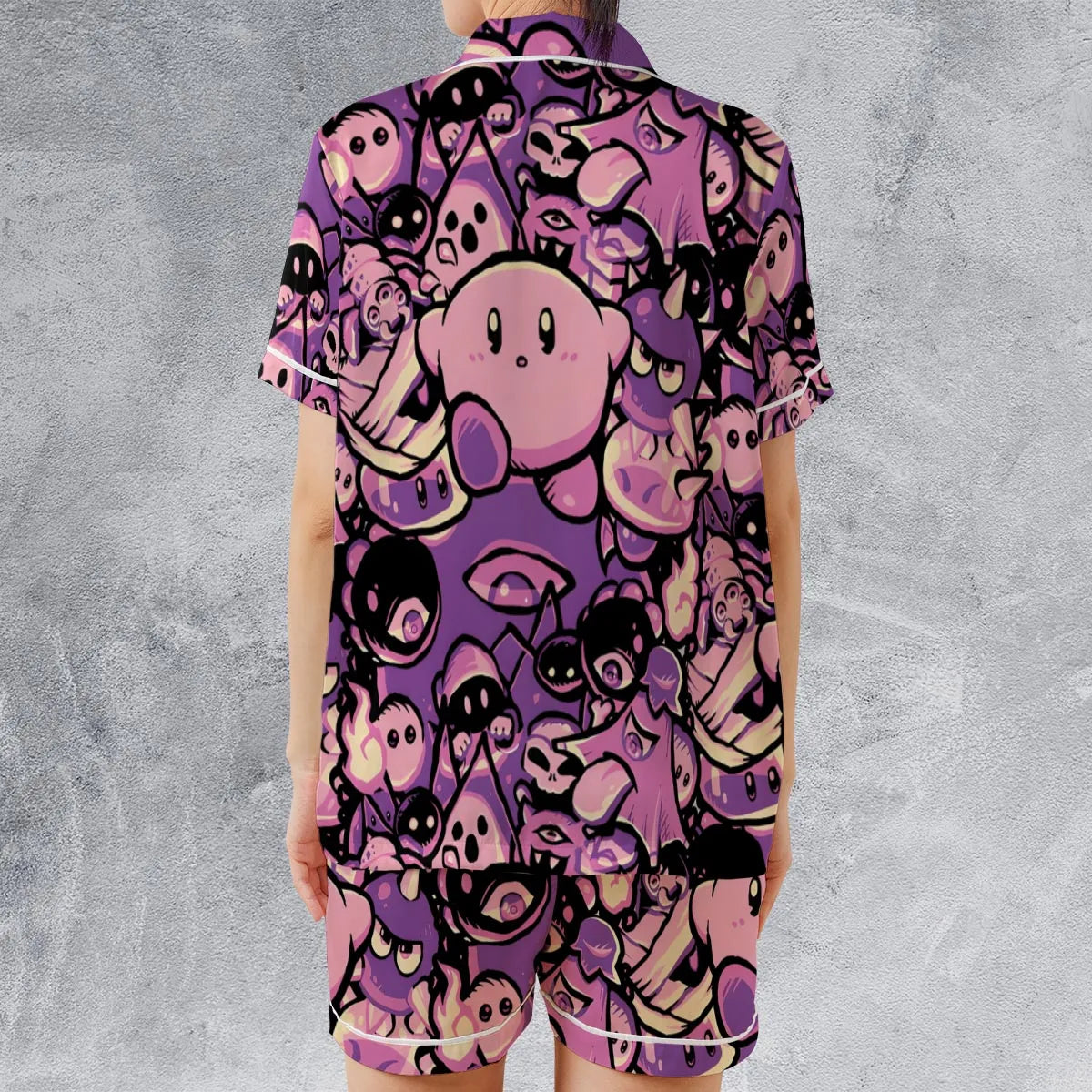 Satin Short-Sleeve Pajamas Set - YEGFLXV2