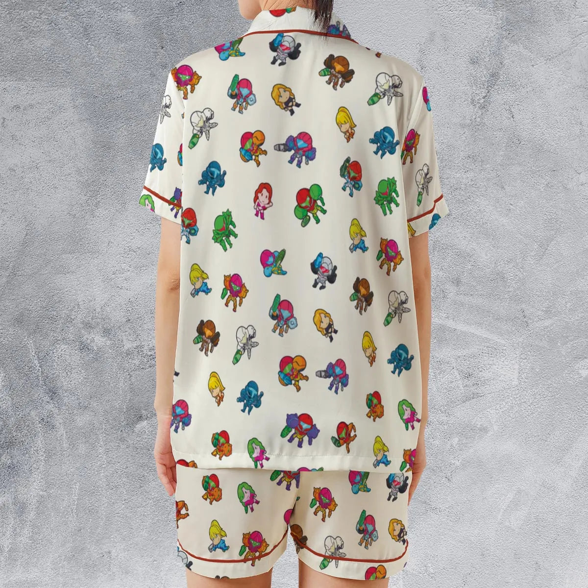 Satin Short-Sleeve Pajamas Set - EY8PZERX