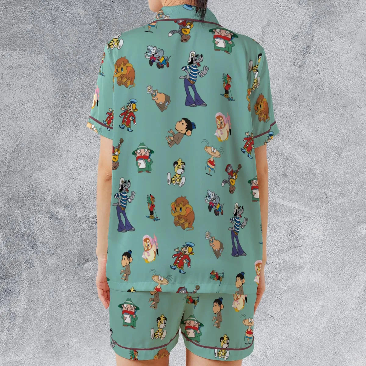 Satin Short-Sleeve Pajamas Set - V8R6NRH8