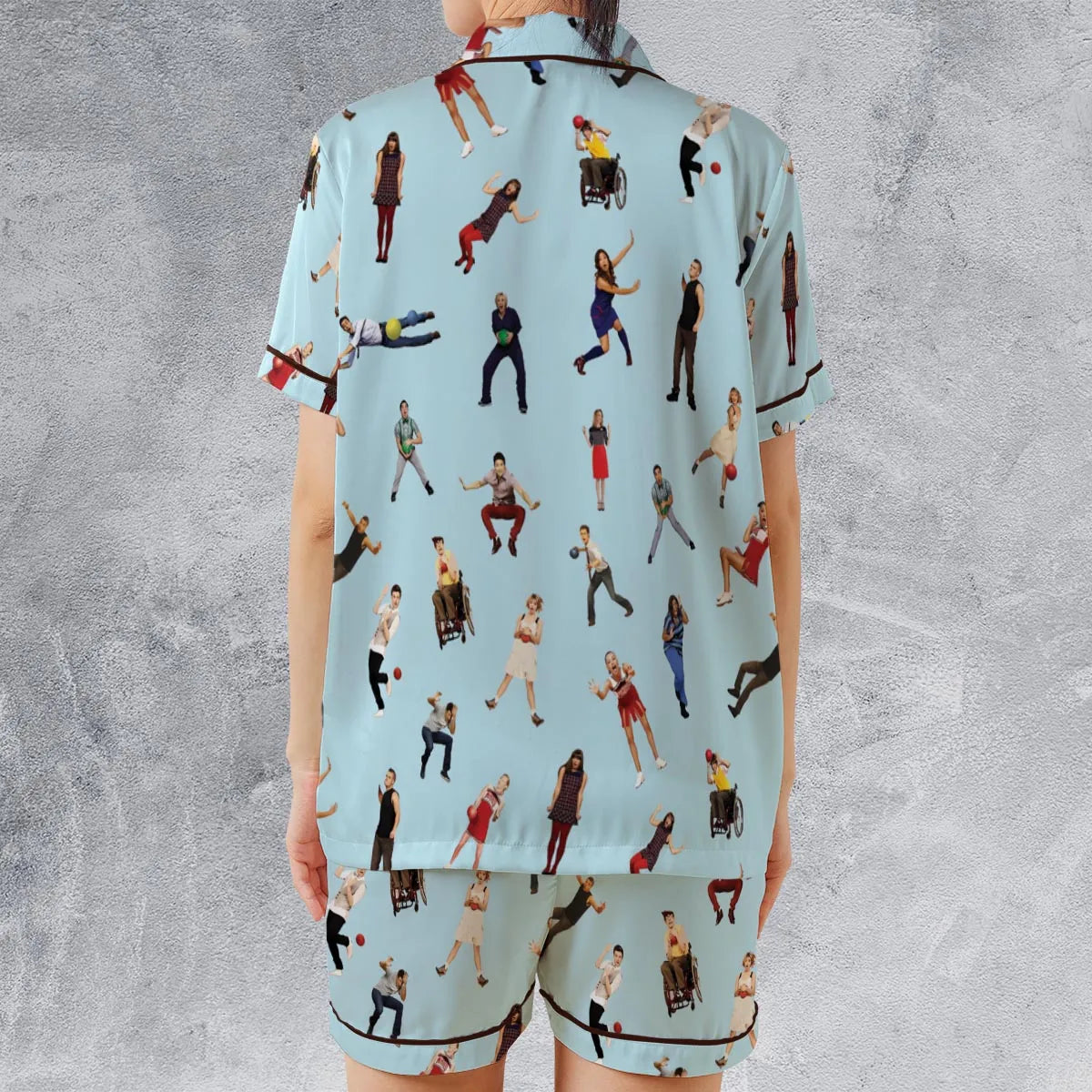Satin Short-Sleeve Pajamas Set - 68FM612Y