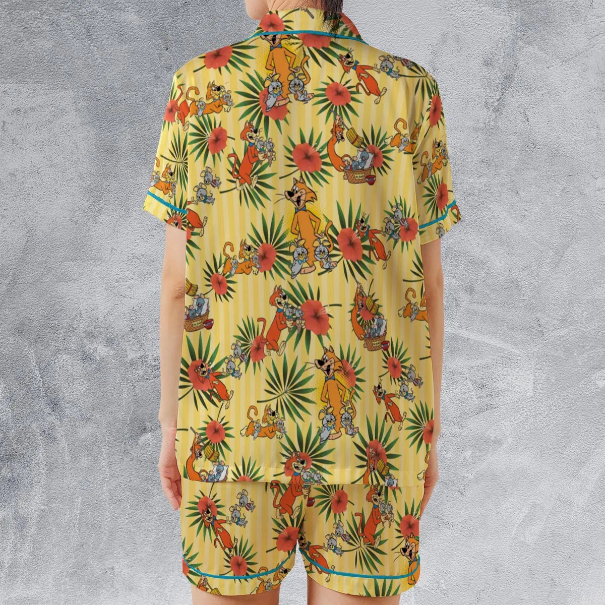Satin Short-Sleeve Pajamas Set - Z36PN995