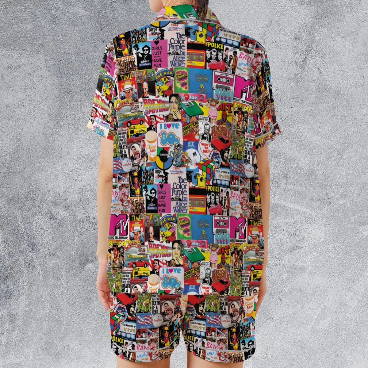 Satin Short-Sleeve Pajamas Set - QFD4M5C7