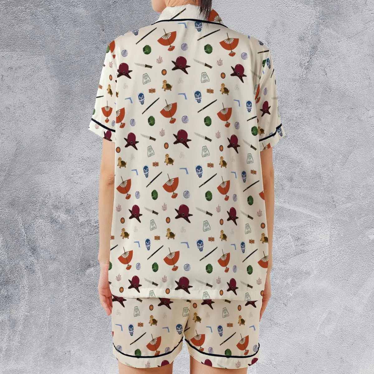 Satin Short-Sleeve Pajamas Set - DBUU4PJ3