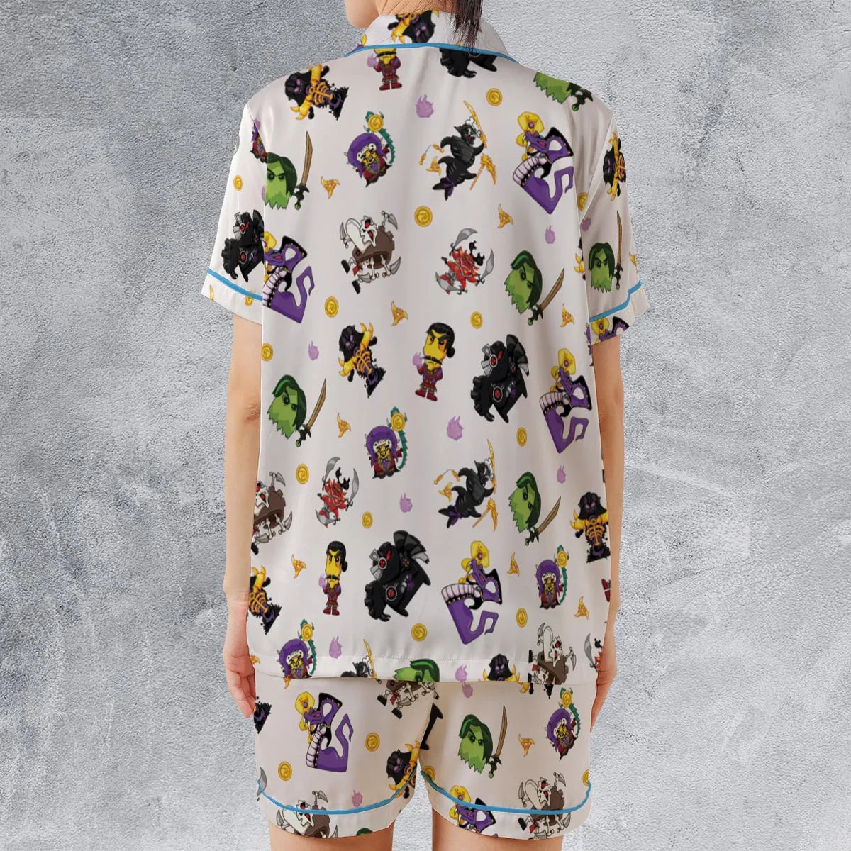 Satin Short-Sleeve Pajamas Set - ANNPPCZL