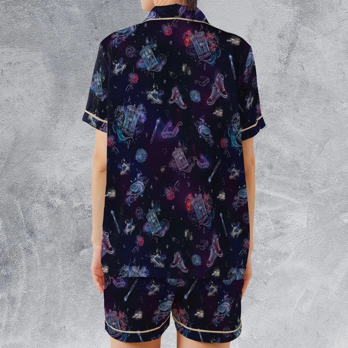 Satin Short-Sleeve Pajamas Set - NKASG5G5