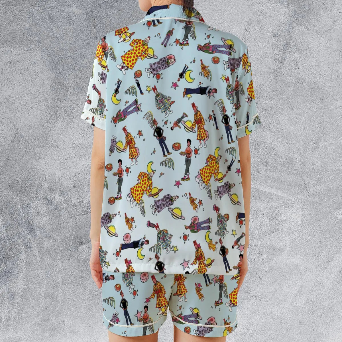Satin Short-Sleeve Pajamas Set - VJ3284DS