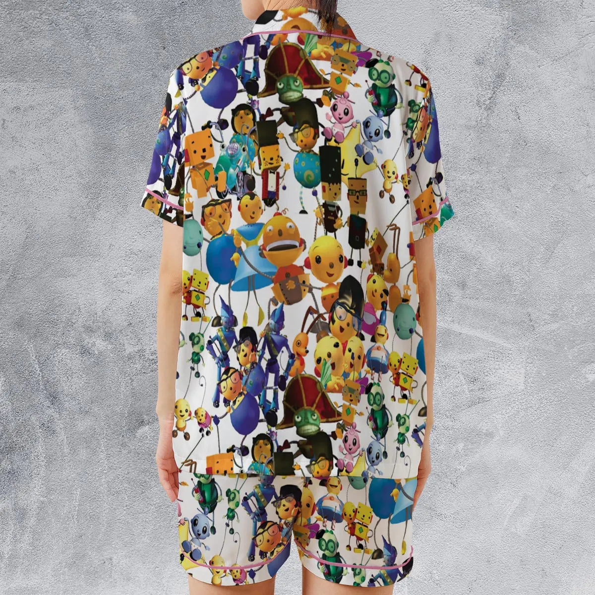 Satin Short-Sleeve Pajamas Set - VSGB3CRA