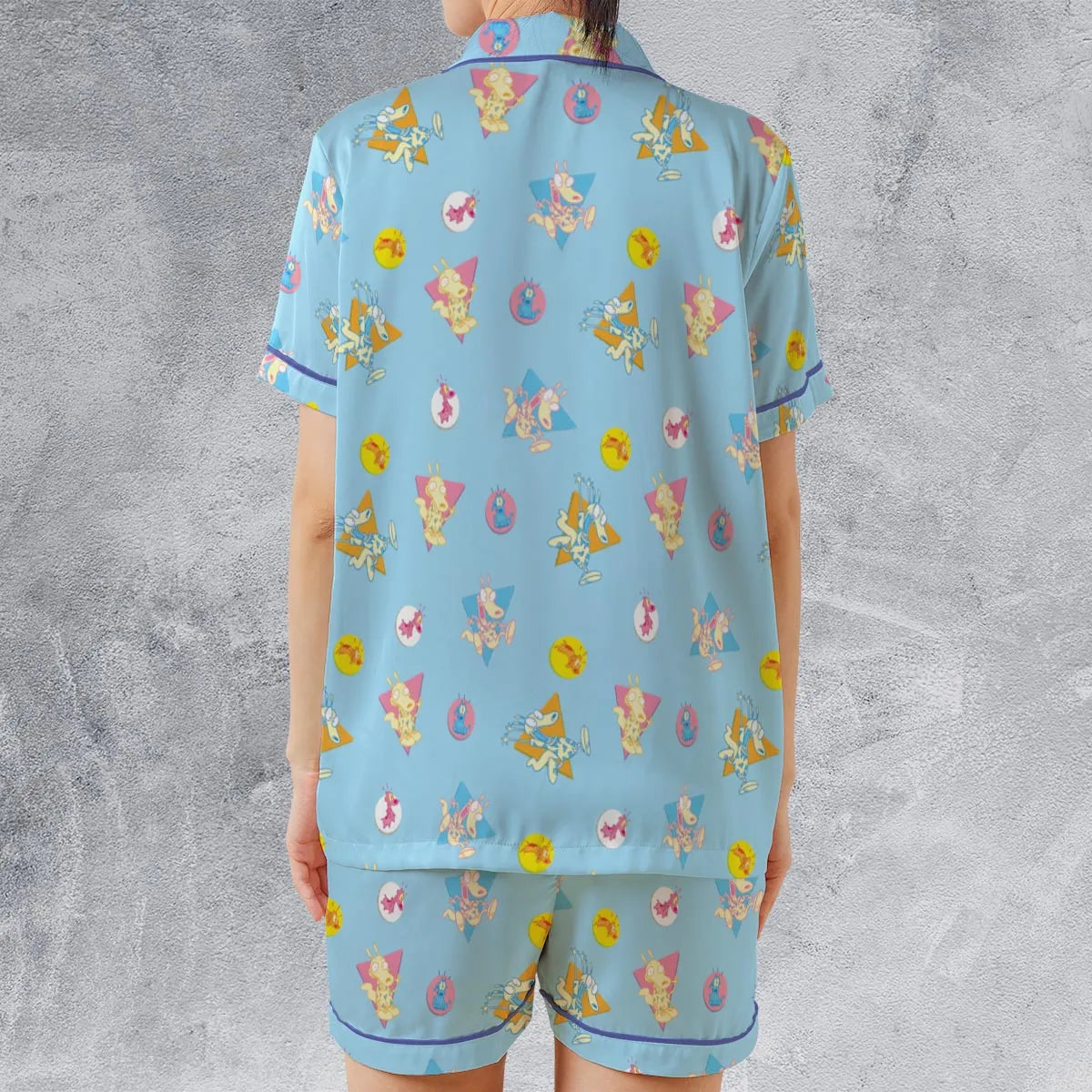 Satin Short-Sleeve Pajamas Set - KN67UN8Y