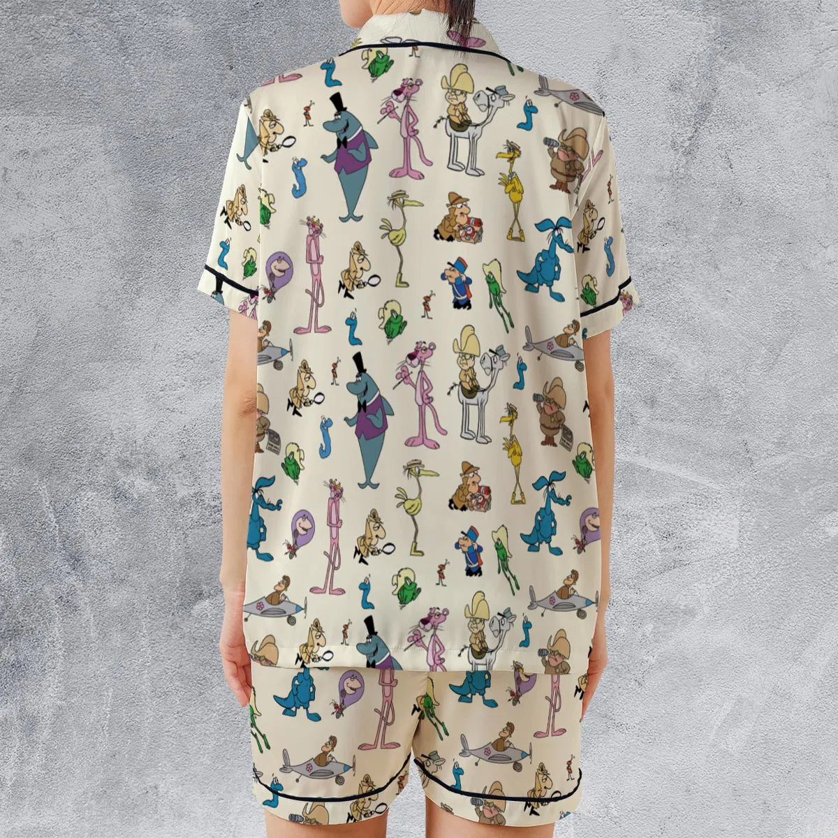 Satin Short-Sleeve Pajamas Set - KCJB6K82