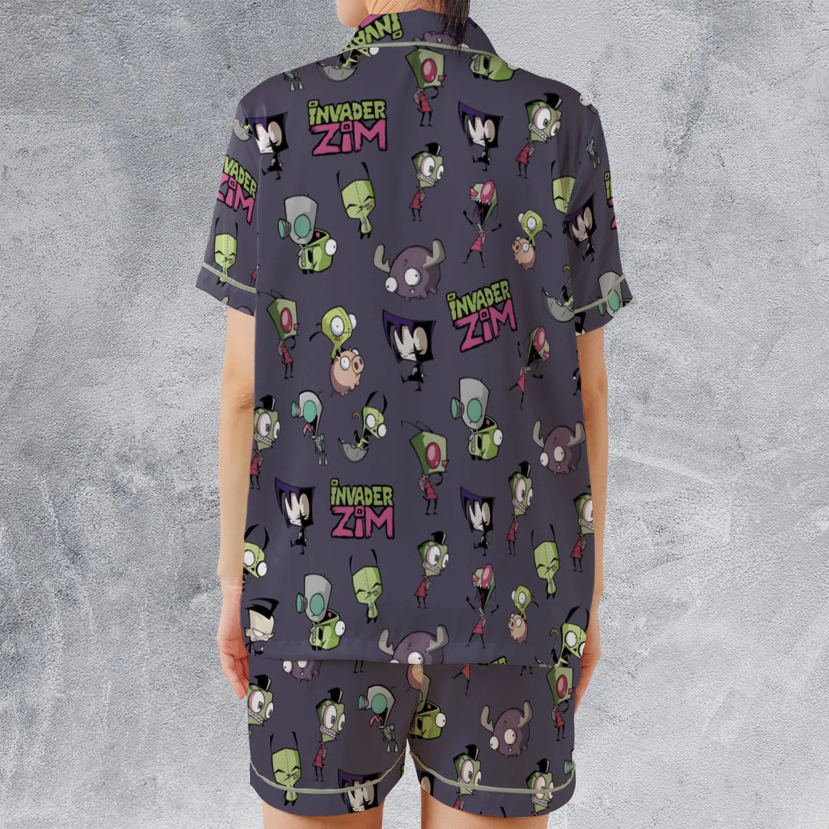 Satin Short-Sleeve Pajamas Set - C58EM8TU