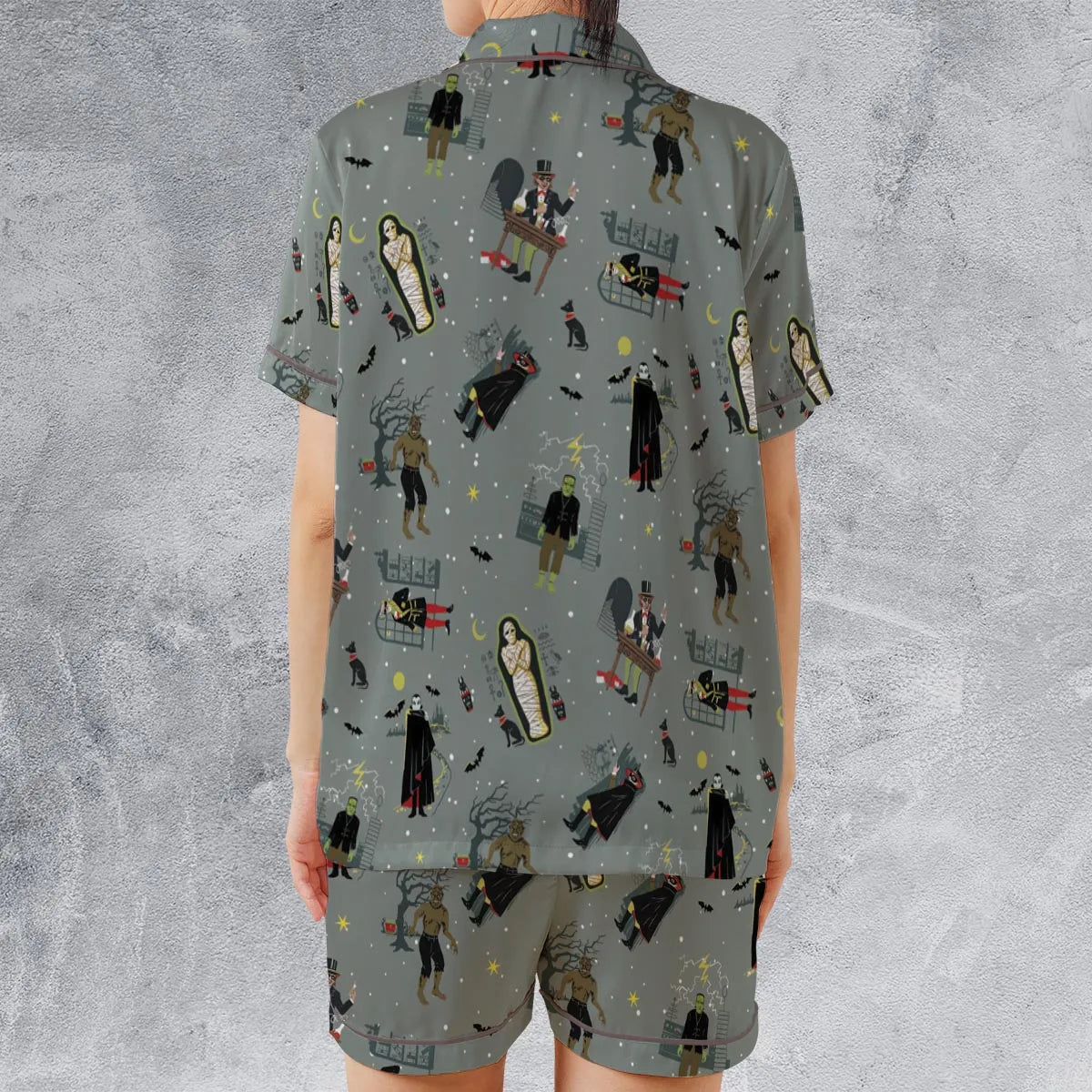 Satin Short-Sleeve Pajamas Set - VSY5WW4Z