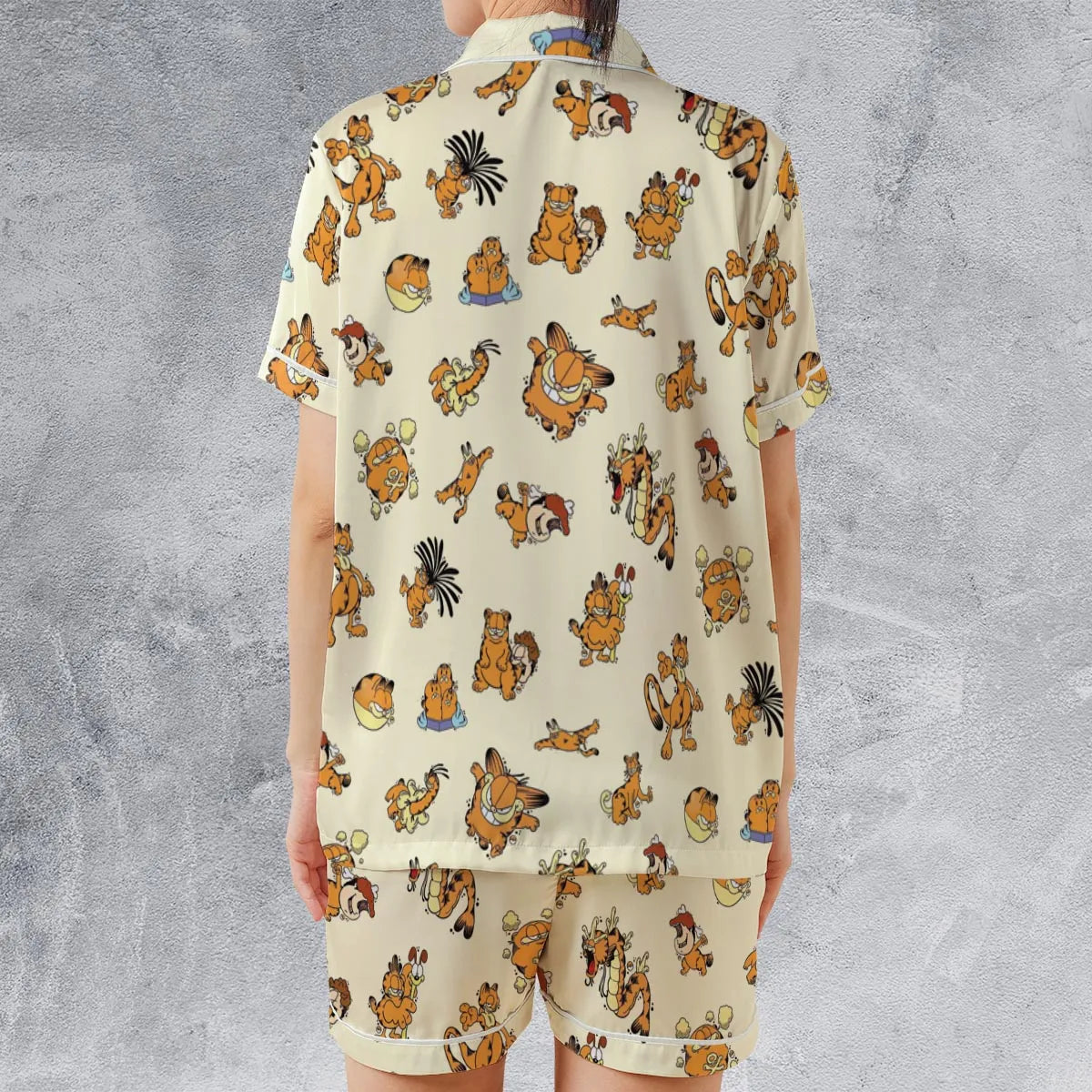 Satin Short-Sleeve Pajamas Set - JSCCLGXA