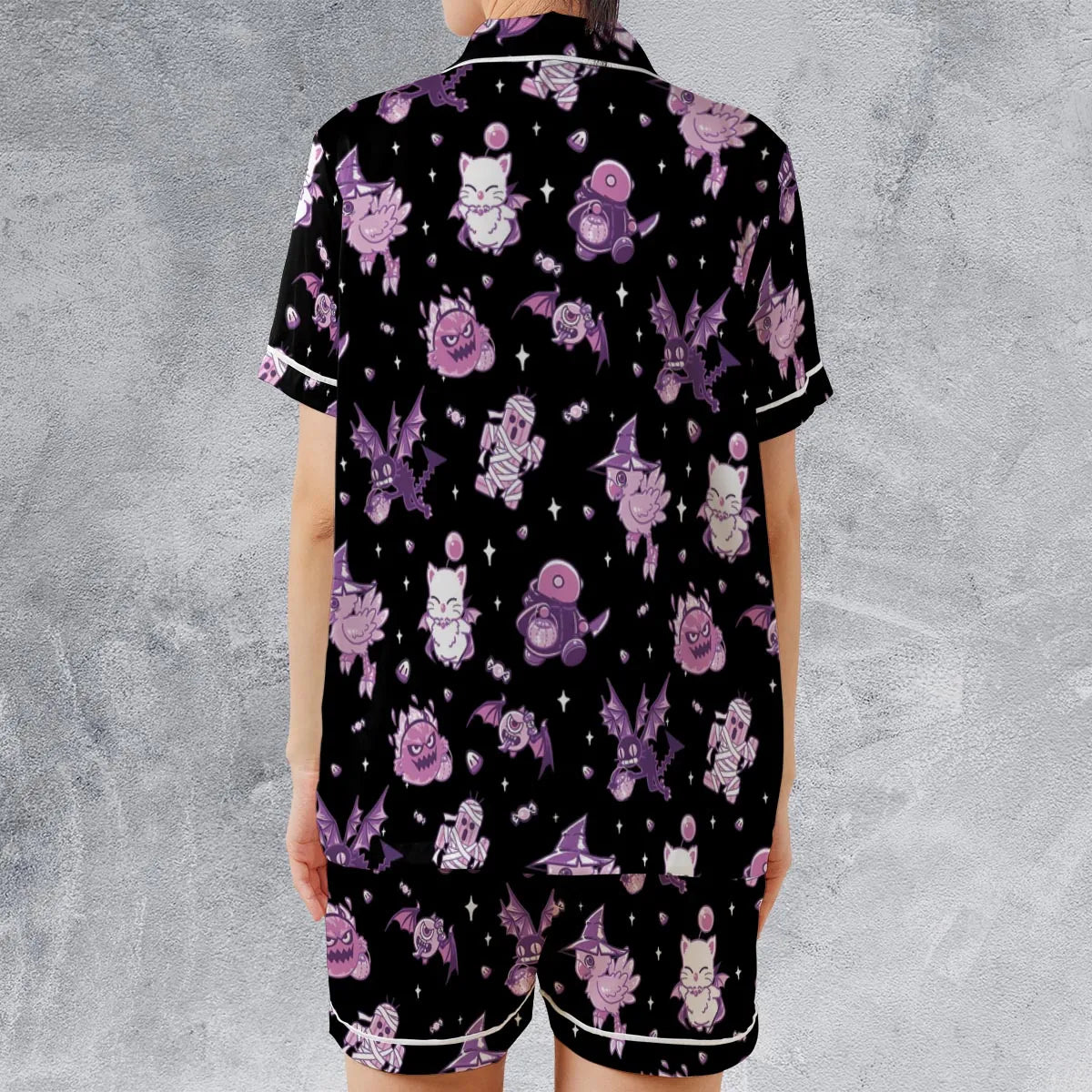Satin Short-Sleeve Pajamas Set - HUR3XC3X