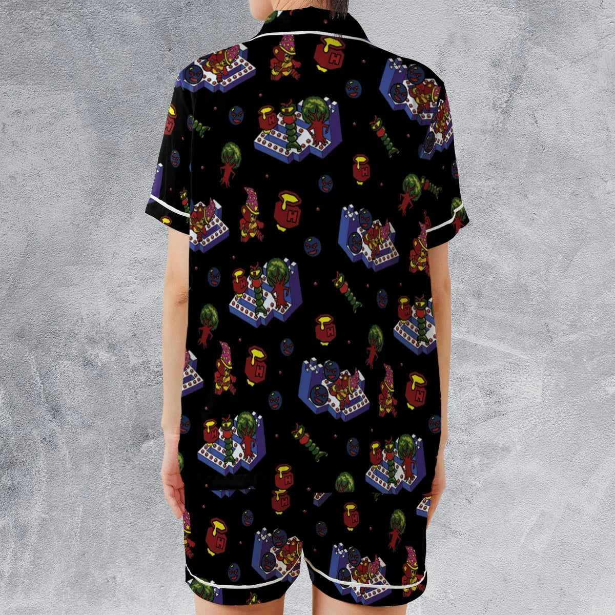 Satin Short-Sleeve Pajamas Set - V6D3GWW2