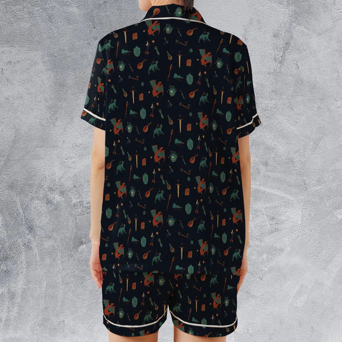 Satin Short-Sleeve Pajamas Set - DYJ4H3DW