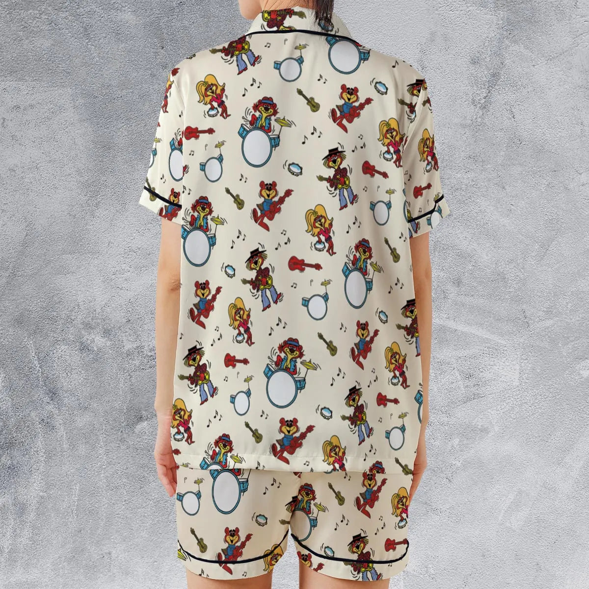 Satin Short-Sleeve Pajamas Set - 23F1B99E