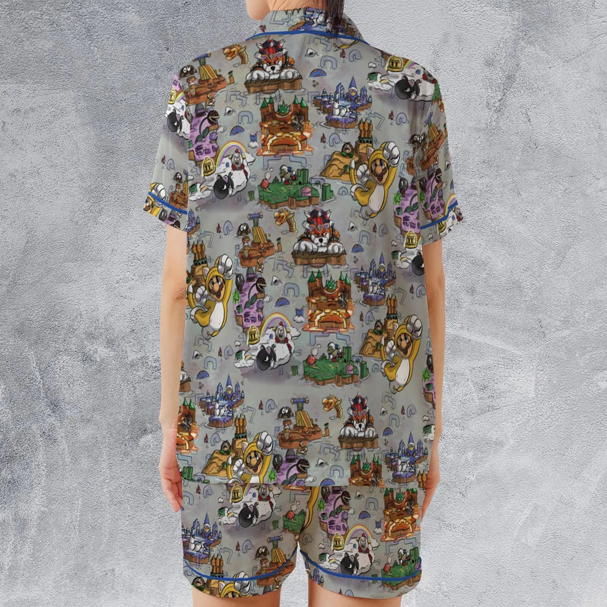 Satin Short-Sleeve Pajamas Set - T8T77E5Z