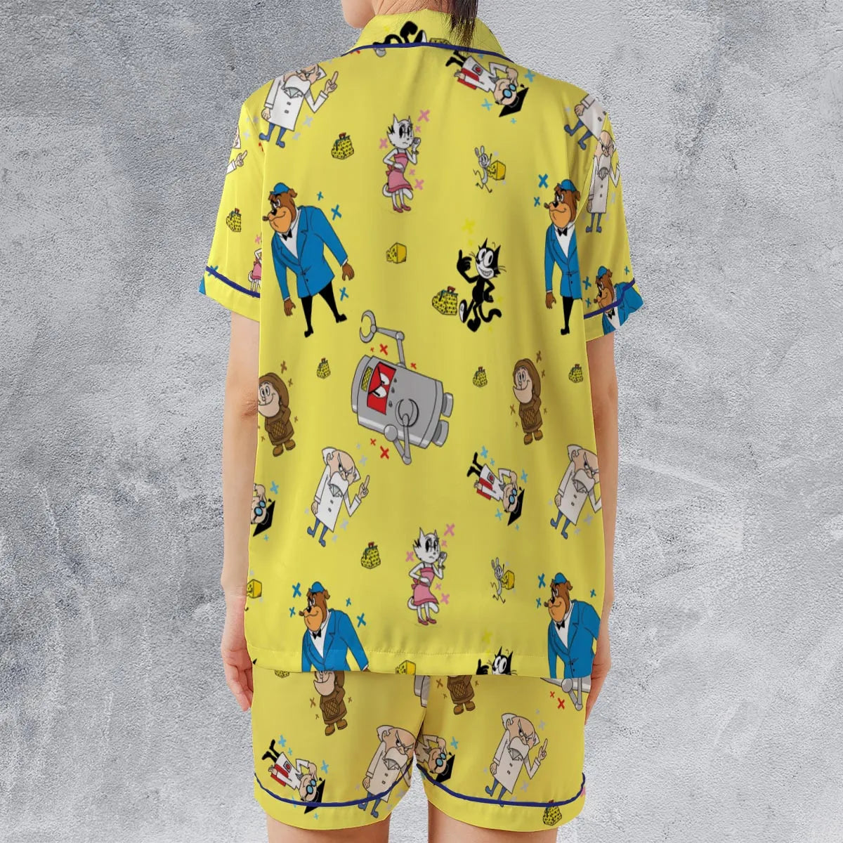 Satin Short-Sleeve Pajamas Set - EUDHWPNQ