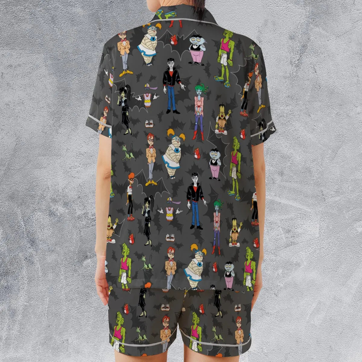 Satin Short-Sleeve Pajamas Set - UYWSBFHN