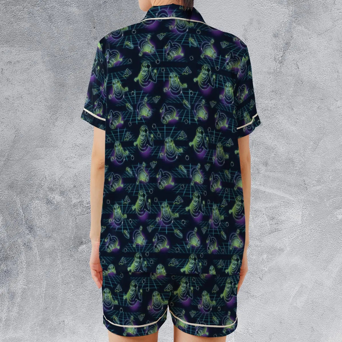 Satin Short-Sleeve Pajamas Set - XQMWK89V