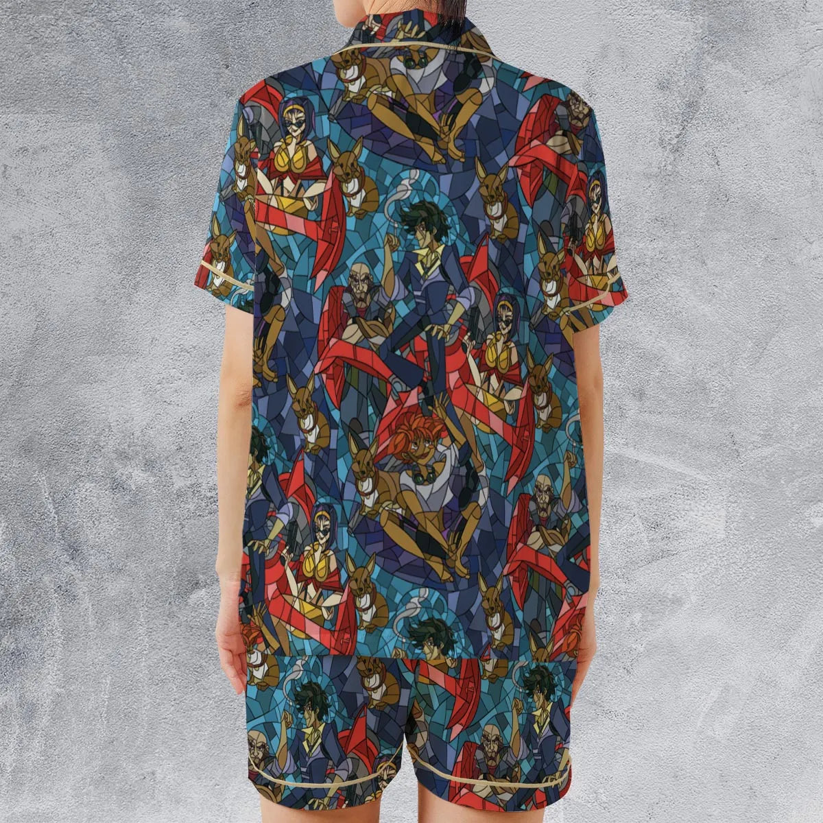 Satin Short-Sleeve Pajamas Set - J8JY21NE