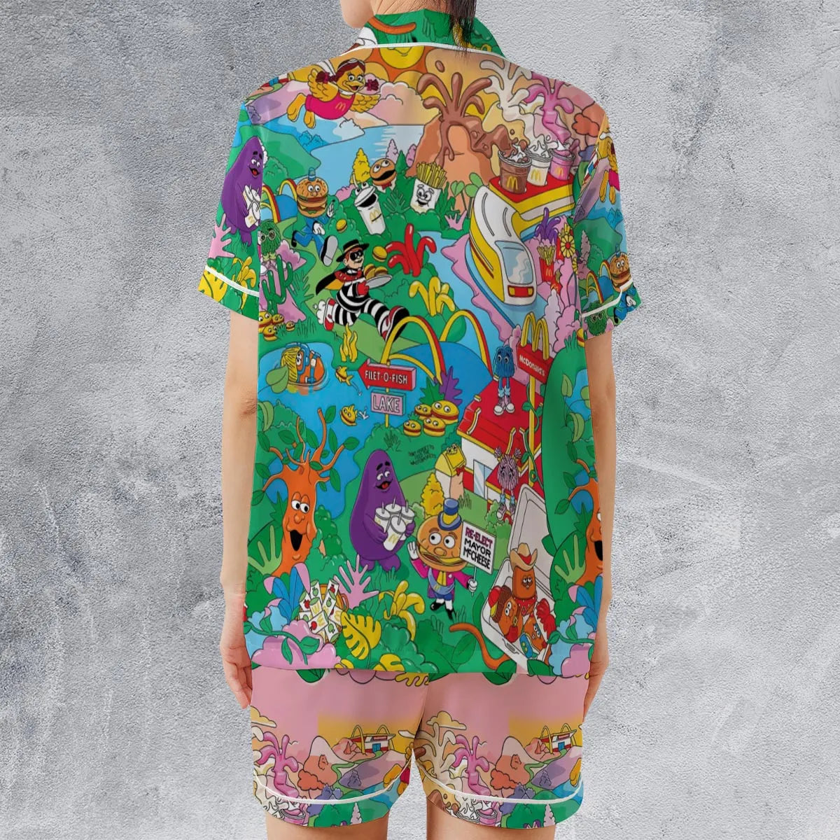 Satin Short-Sleeve Pajamas Set - LHMSAJ5C