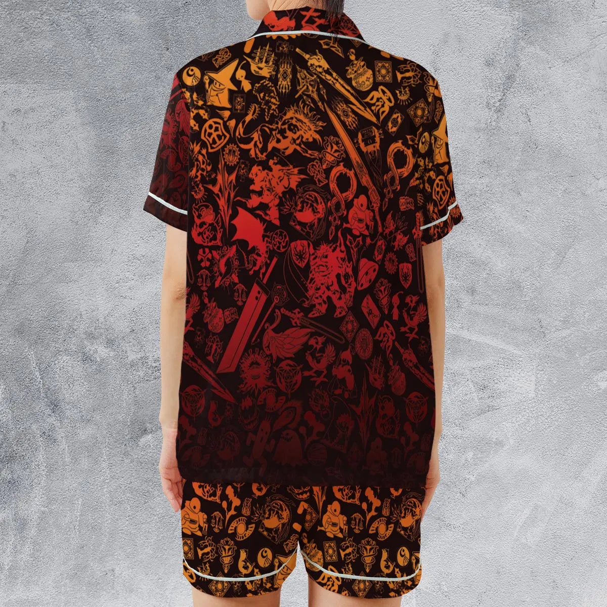 Satin Short-Sleeve Pajamas Set - F1J97VEZ
