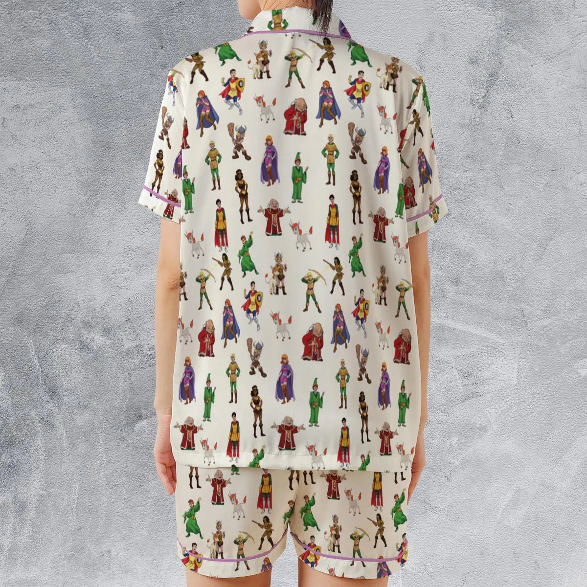 Satin Short-Sleeve Pajamas Set - TEWNGFRR