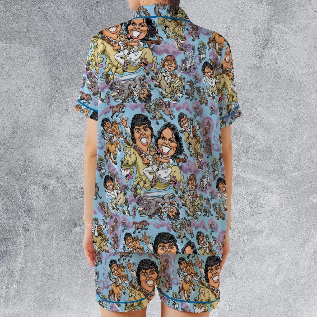 Satin Short-Sleeve Pajamas Set - UCJTSDY1