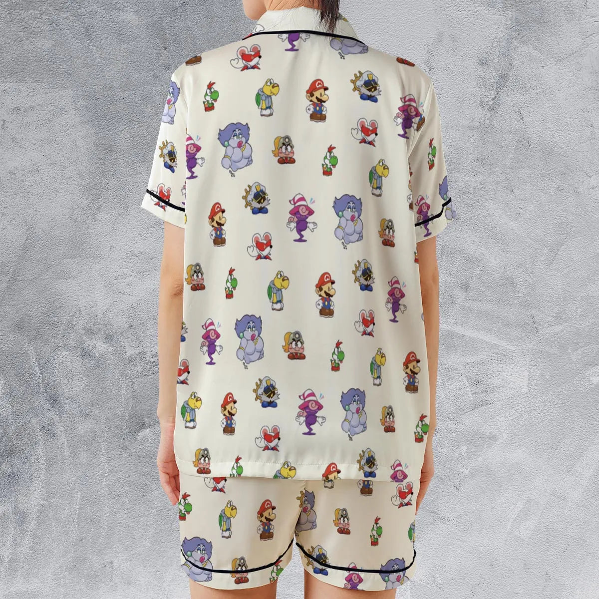 Satin Short-Sleeve Pajamas Set - GMRSYAUB