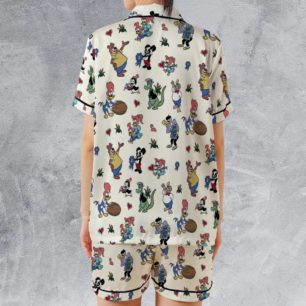 Satin Short-Sleeve Pajamas Set - G4Y51S1E