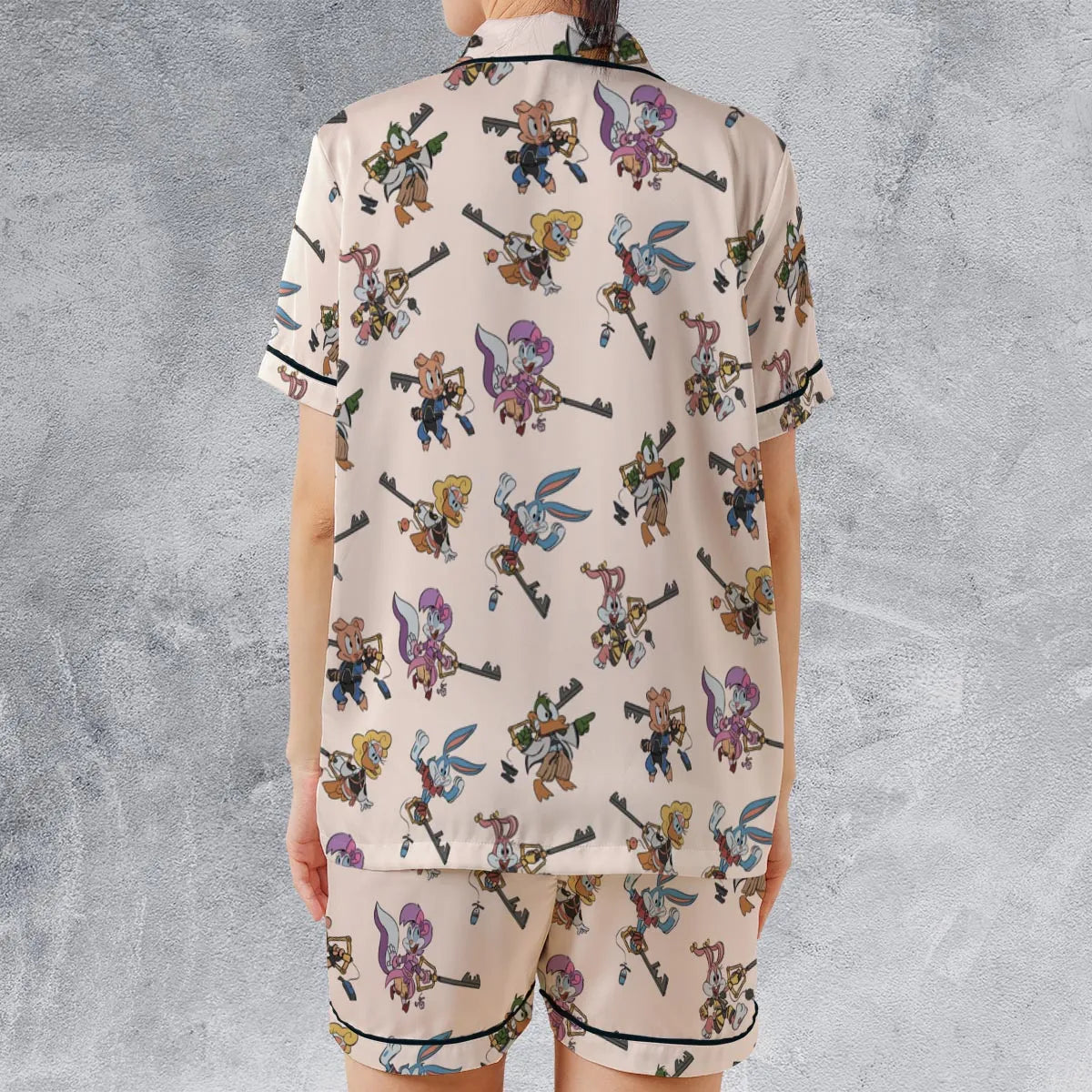 Satin Short-Sleeve Pajamas Set - PFKWYT42