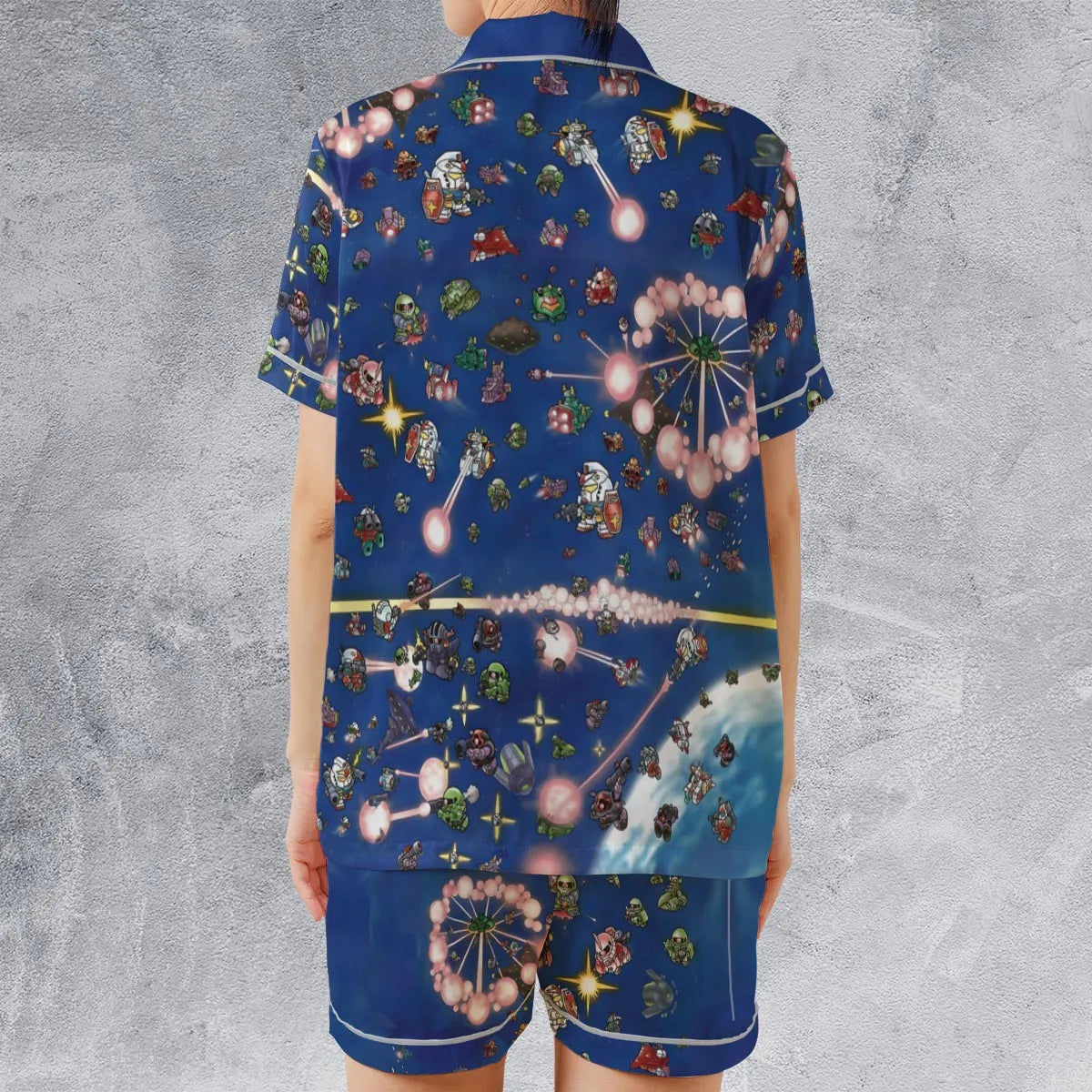 Satin Short-Sleeve Pajamas Set - E2ZJM6BF