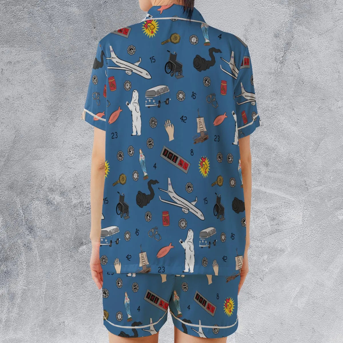 Satin Short-Sleeve Pajamas Set - AC3AAQPT