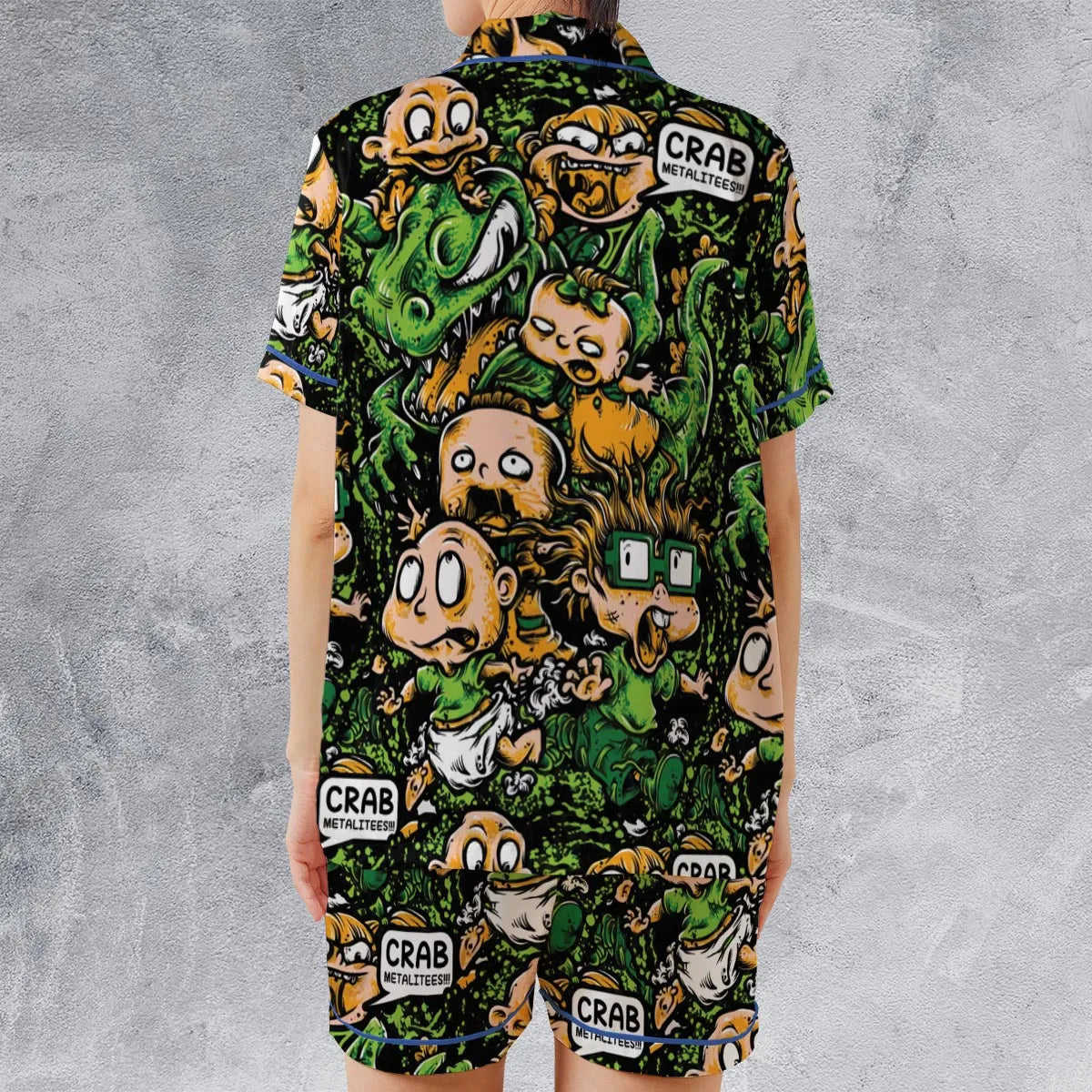 Satin Short-Sleeve Pajamas Set - DMKMEX84