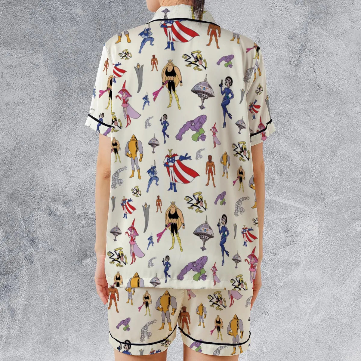 Satin Short-Sleeve Pajamas Set - FWVY3WUL