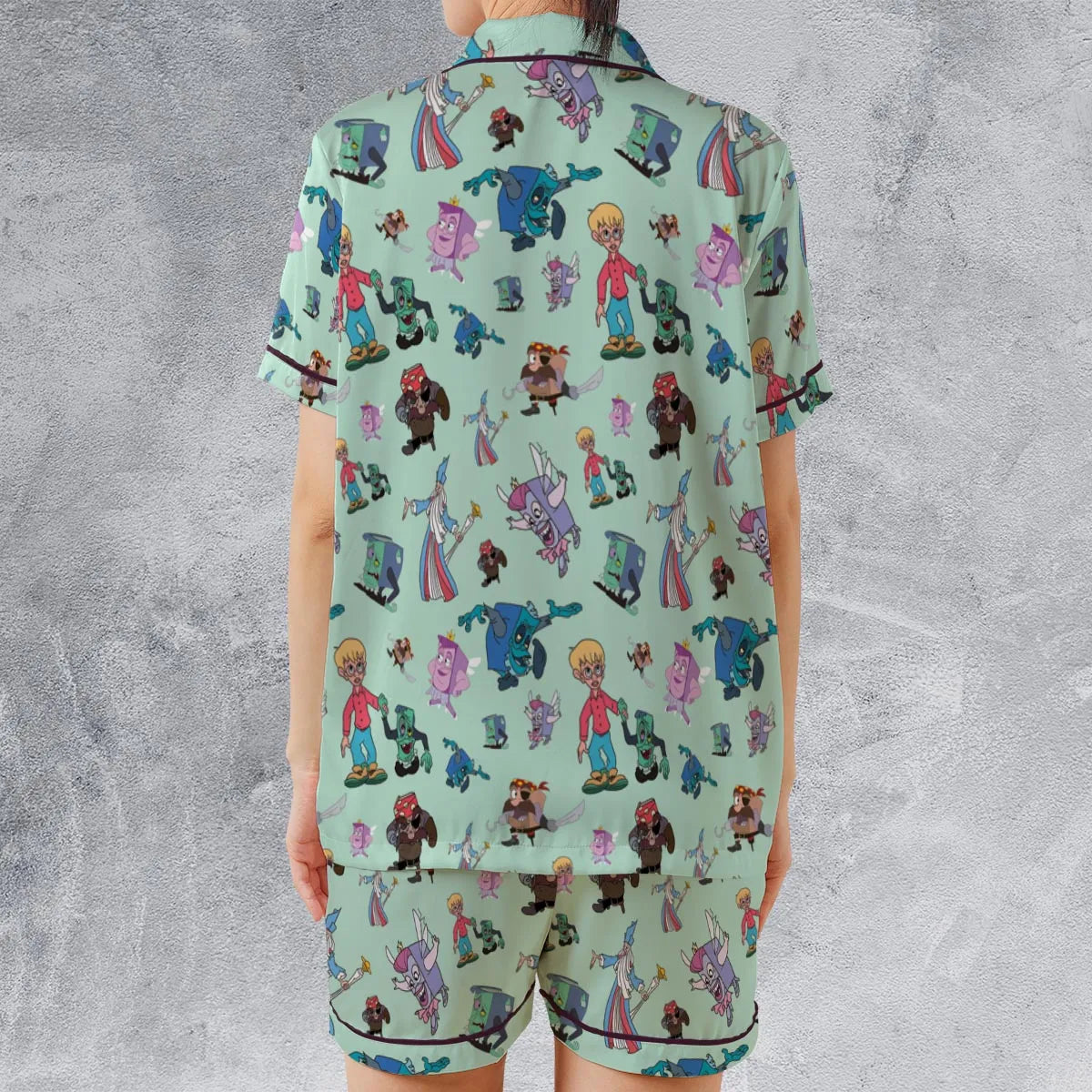 Satin Short-Sleeve Pajamas Set - Z8G13TKY