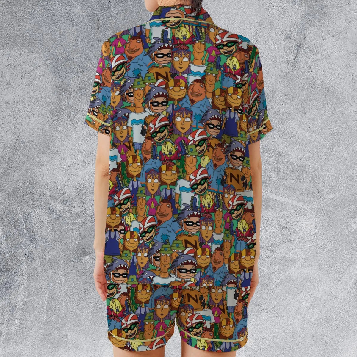 Satin Short-Sleeve Pajamas Set - WK4JYSH1