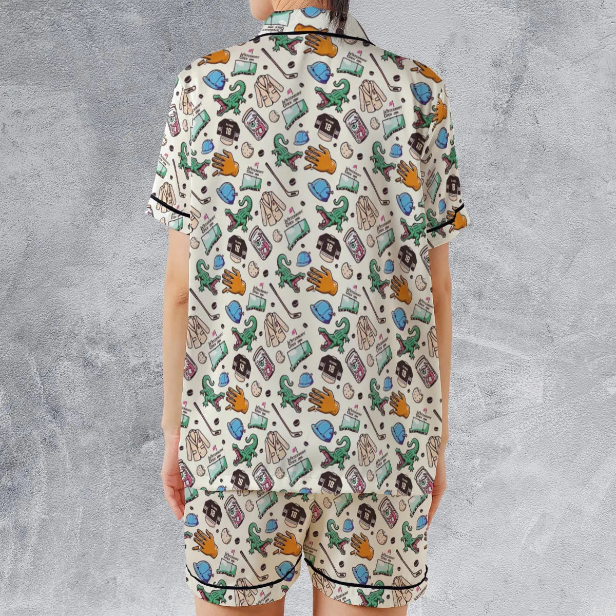 Satin Short-Sleeve Pajamas Set - WSTF1H14