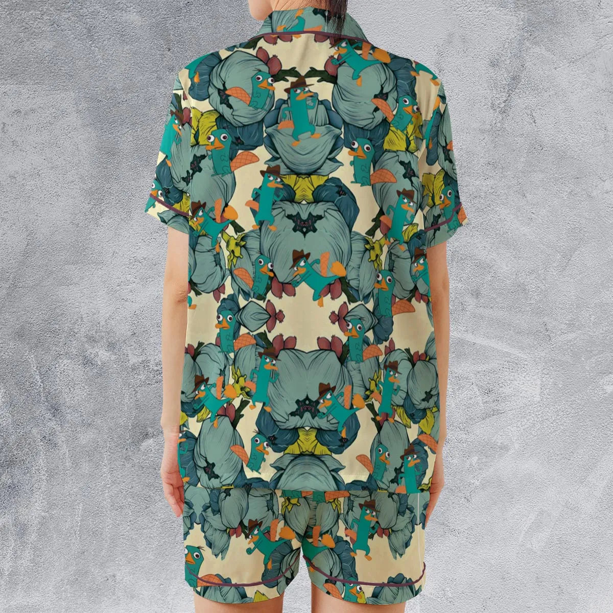 Satin Short-Sleeve Pajamas Set - EZTMKQ13