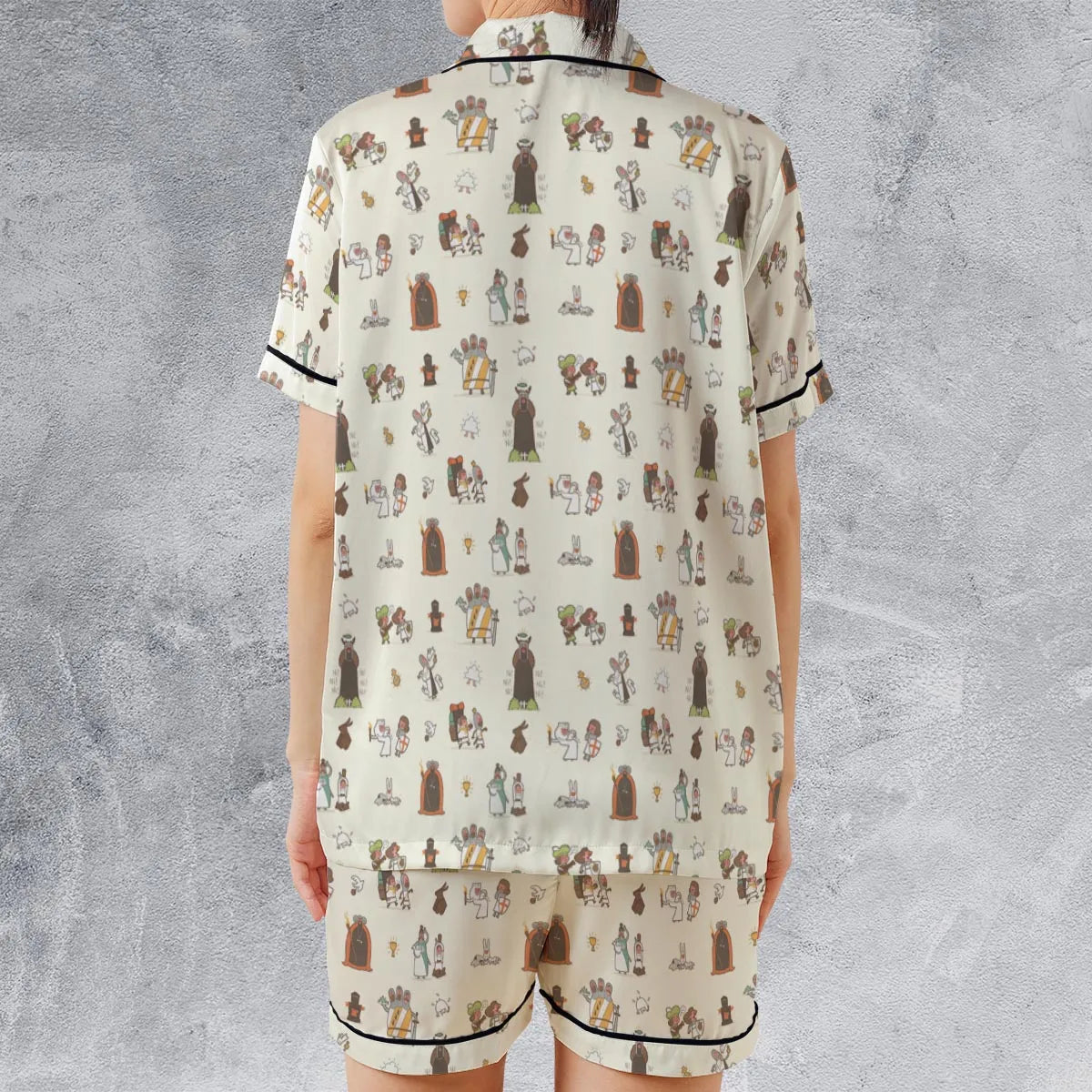 Satin Short-Sleeve Pajamas Set - ZZBUCRCN