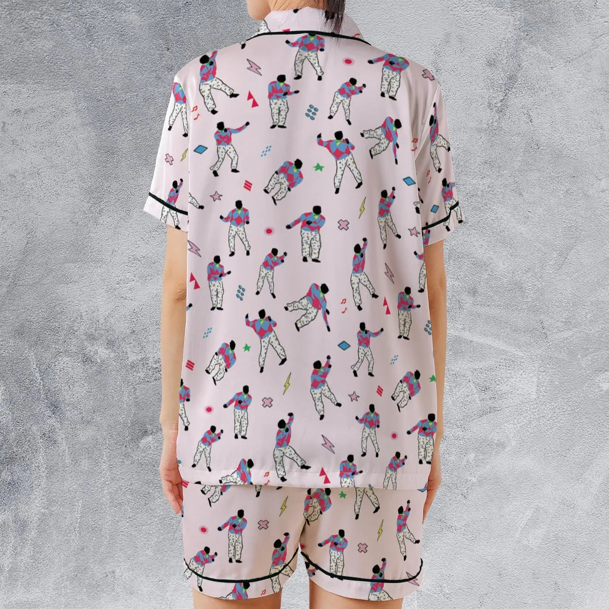 Satin Short-Sleeve Pajamas Set - U3XCRN15