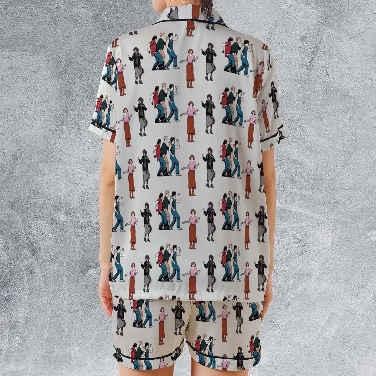 Satin Short-Sleeve Pajamas Set - HQNLTV8P