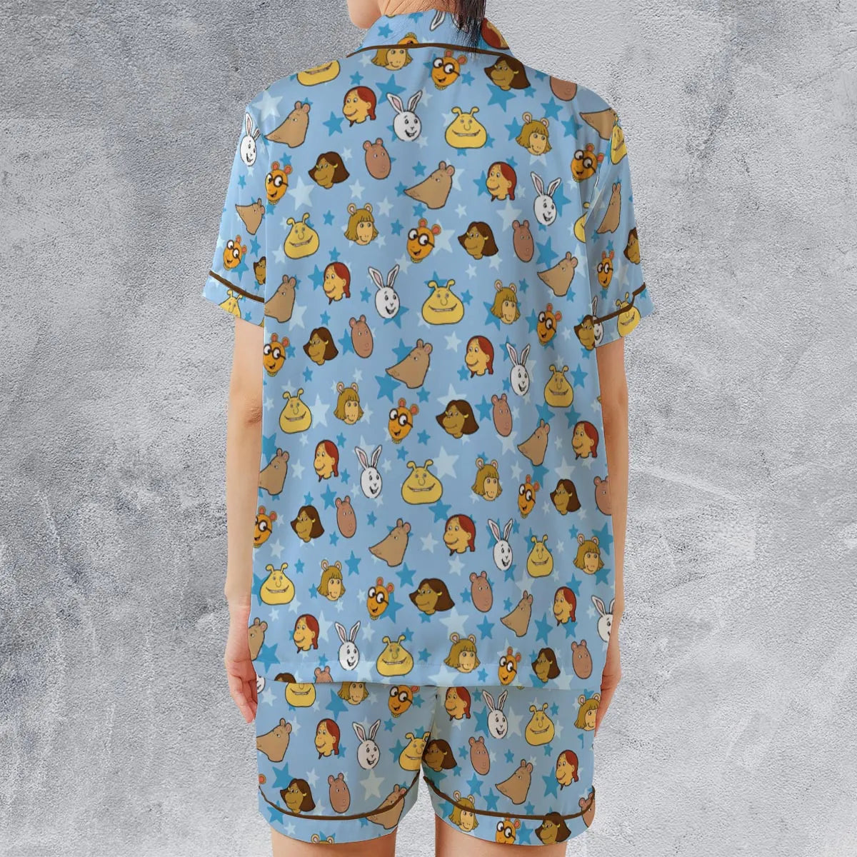 Satin Short-Sleeve Pajamas Set - NH1B8ATB